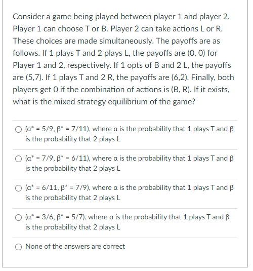 Solved Consider a game being played between player 1 and | Chegg.com