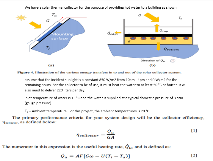 We have a solar thermal collector for the purpose of | Chegg.com