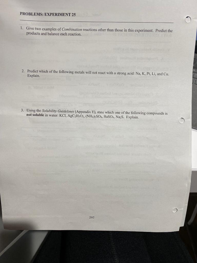 1. Give two examples of Combination reactions other | Chegg.com