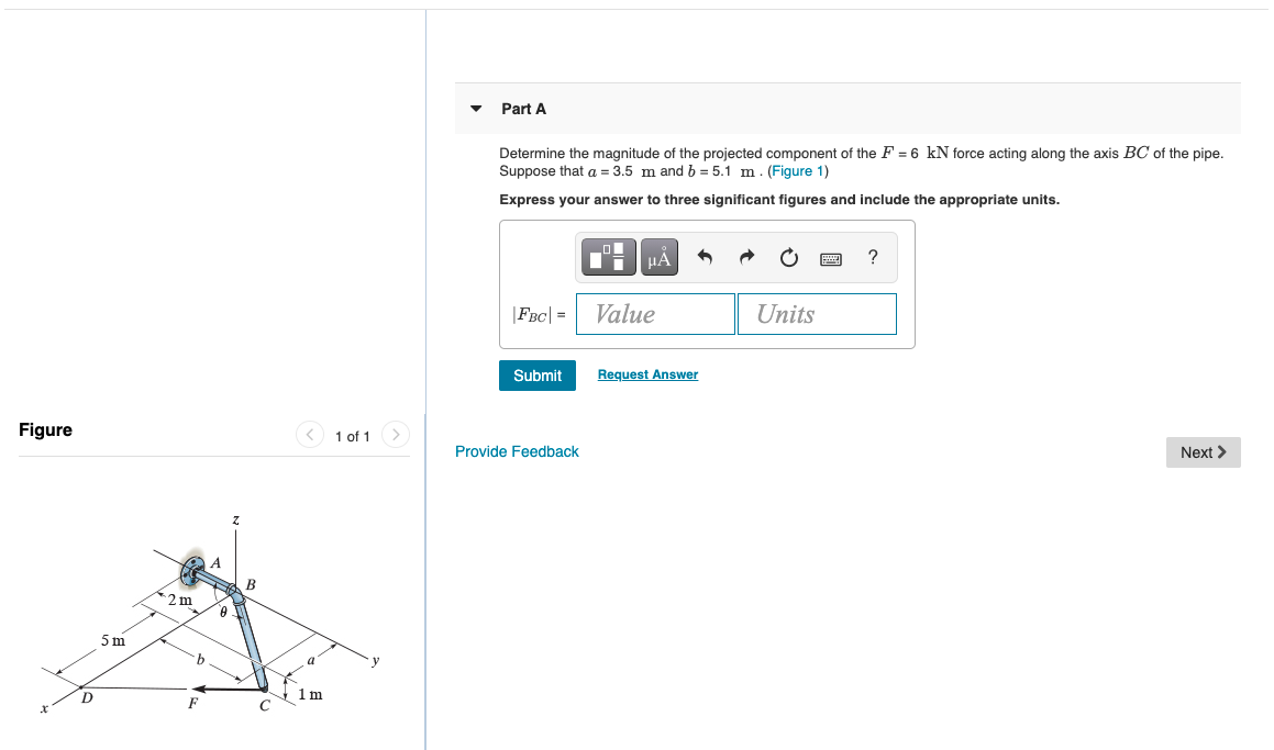 Solved Part A Determine the magnitude of the projected | Chegg.com