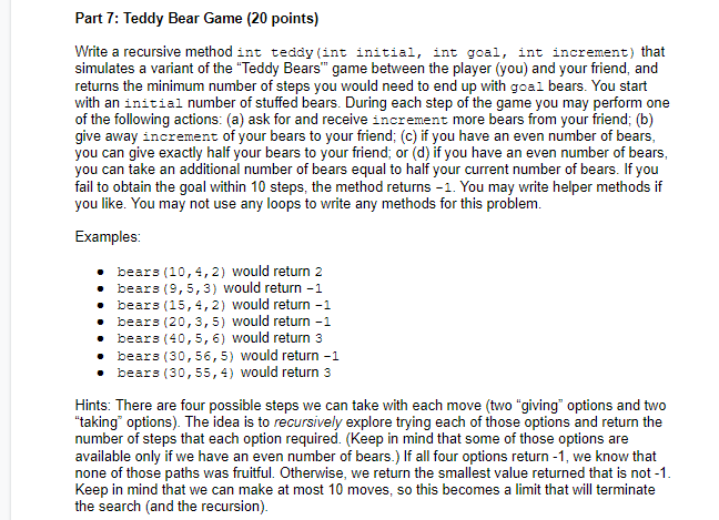 python code for teddy bear | #coding #python - youtube... Solved Part 7: Teddy Bear Game (20 points) Write a recursive | Chegg.com