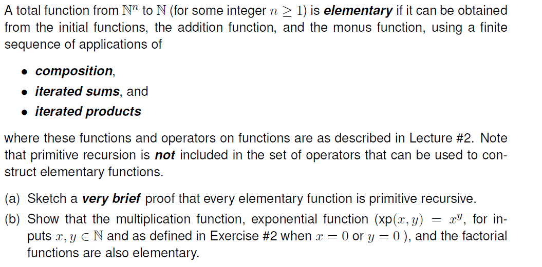 A total function from Nº to N (for some integer n > | Chegg.com