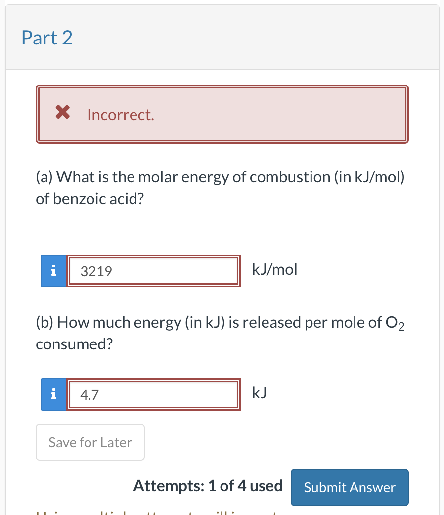 Solved When 1.350 G Of Benzoic Acid (C7H6O2) Burns | Chegg.com