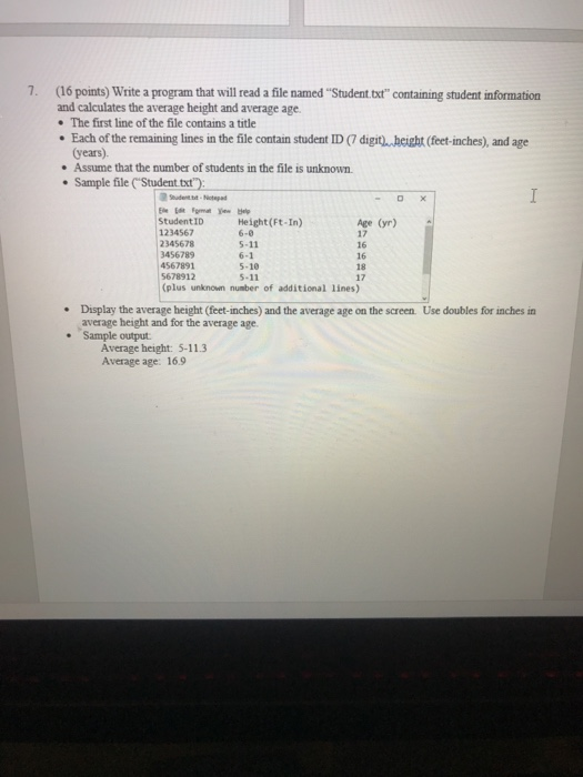 7. (16 points) Write a program that will read a file | Chegg.com