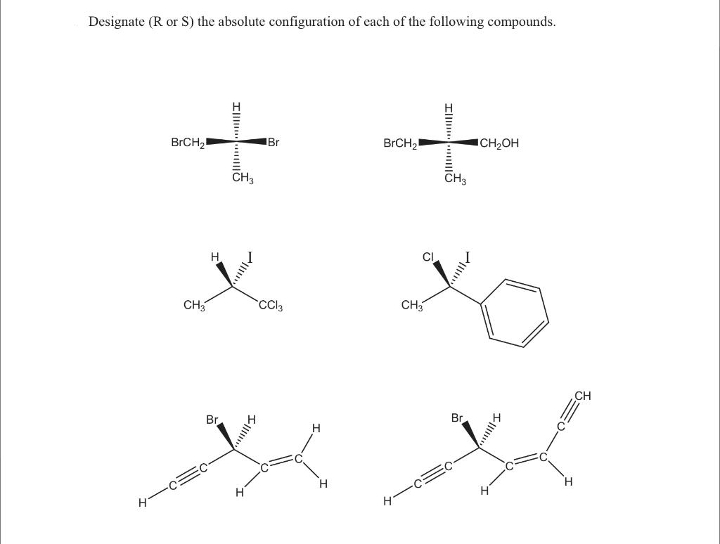 Solved Designate (R or S) the absolute configuration of each | Chegg.com