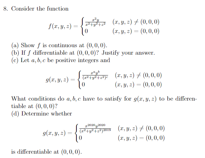 Solved 8. Consider the function | Chegg.com