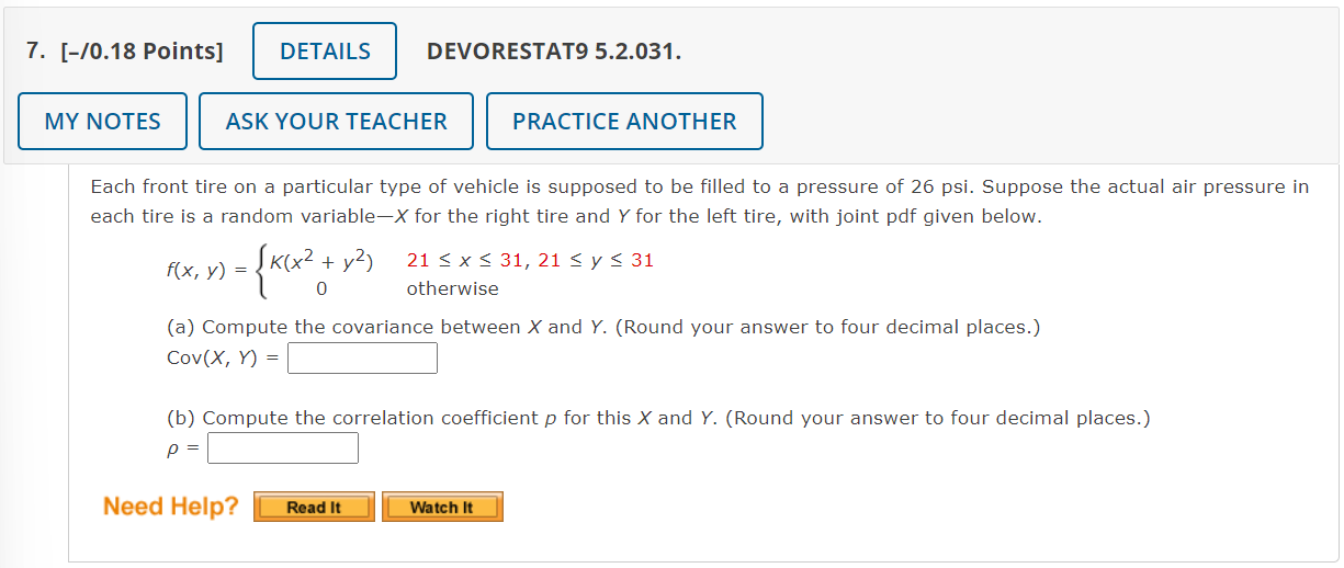 Solved Each Front Tire On A Particular Type Of Vehicle Is | Chegg.com