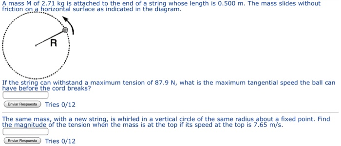 Solved A mass M of 2.71 kg is attached to the end of a | Chegg.com