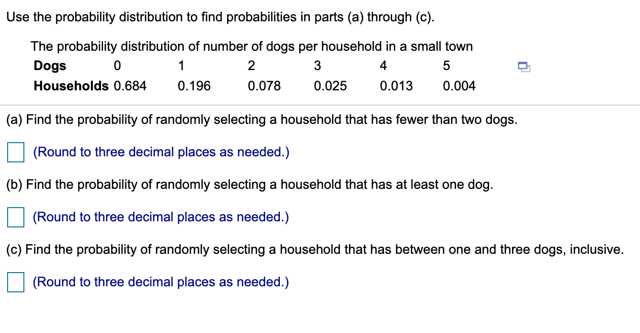 Solved Use the probability distribution to find | Chegg.com