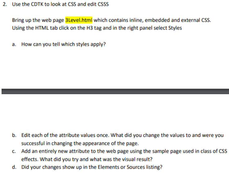 Solved 3Level.html webpage Looking at the CSS of | Chegg.com