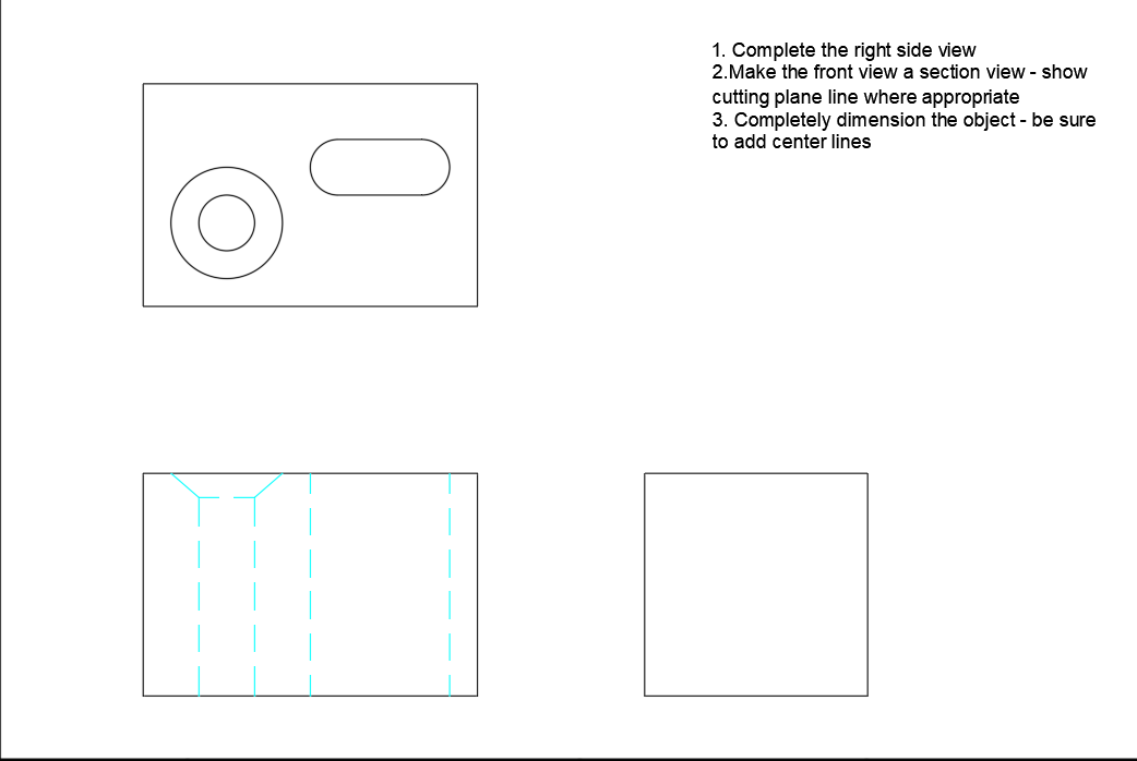 Solved Complete the right side view2.Make the front view a | Chegg.com