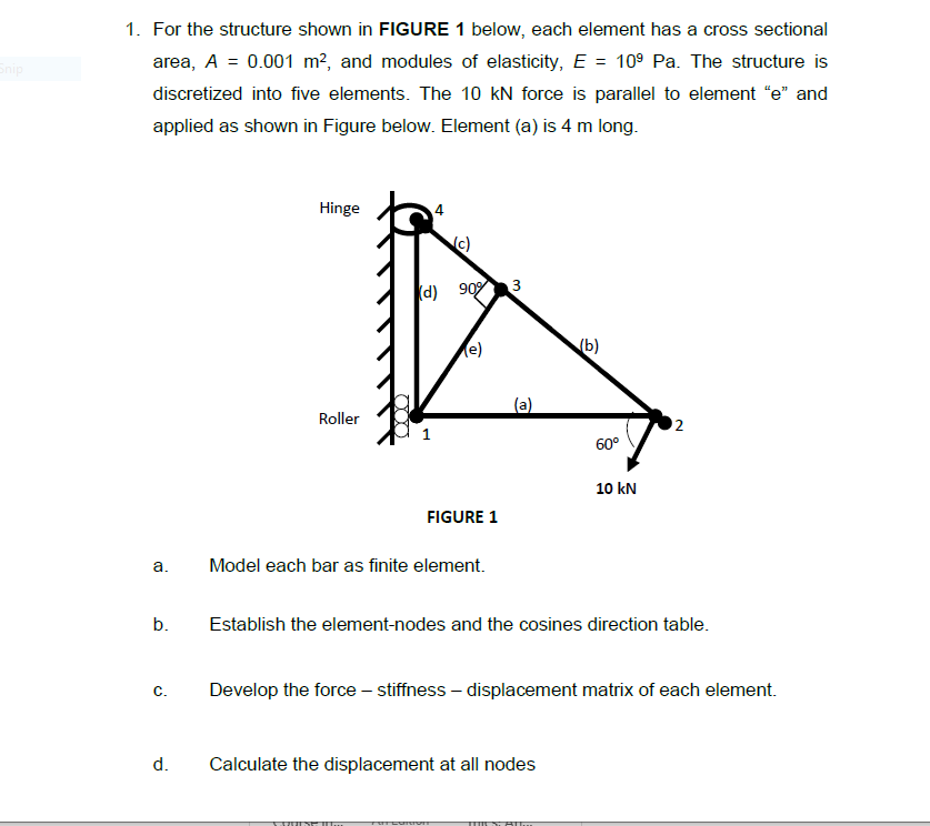 Solved Snip 1. For the structure shown in FIGURE 1 below, | Chegg.com