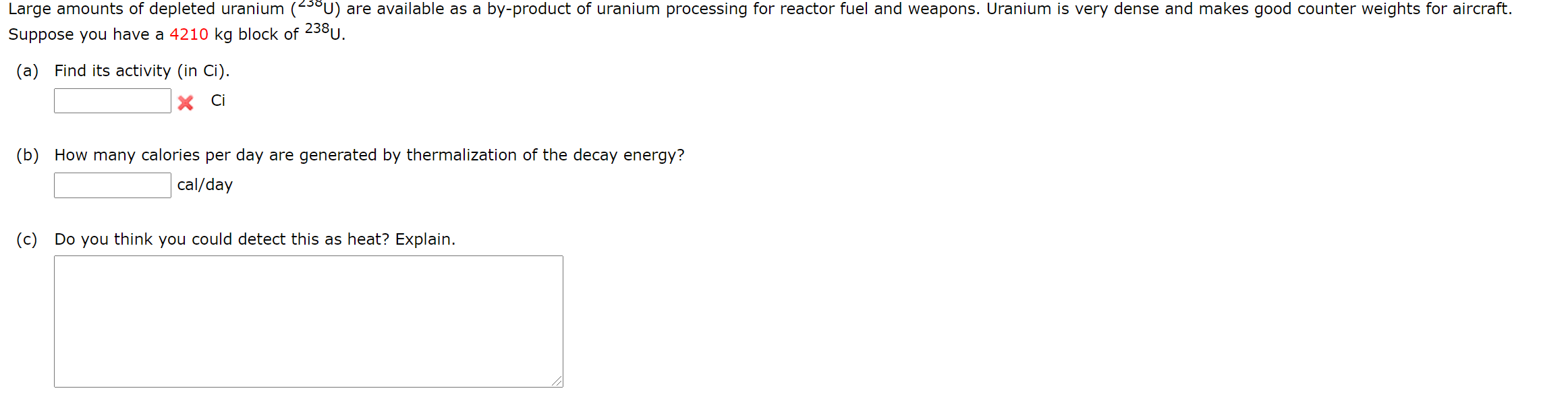 Solved Large Amounts Of Depleted Uranium 238U Chegg Com   PhpoIIC9F