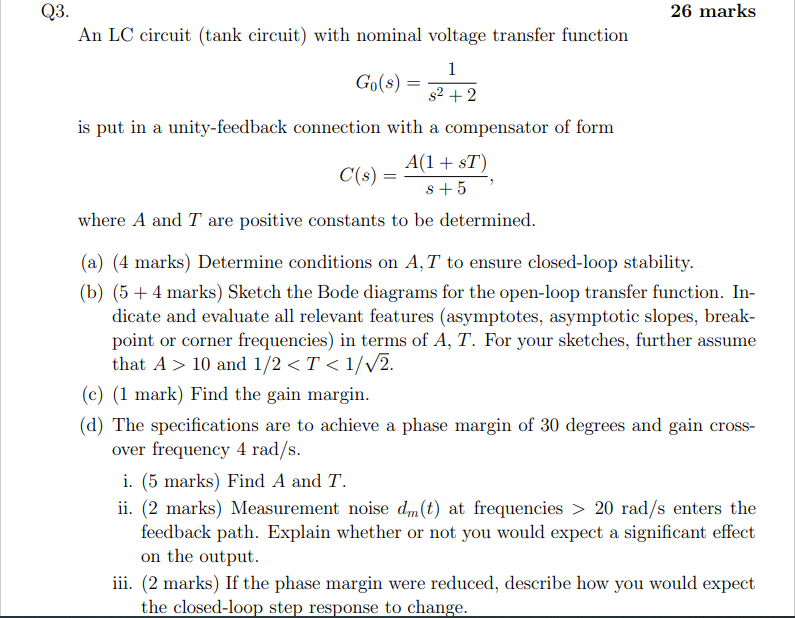 Solved Q3. 26 marks An LC circuit (tank circuit) with | Chegg.com