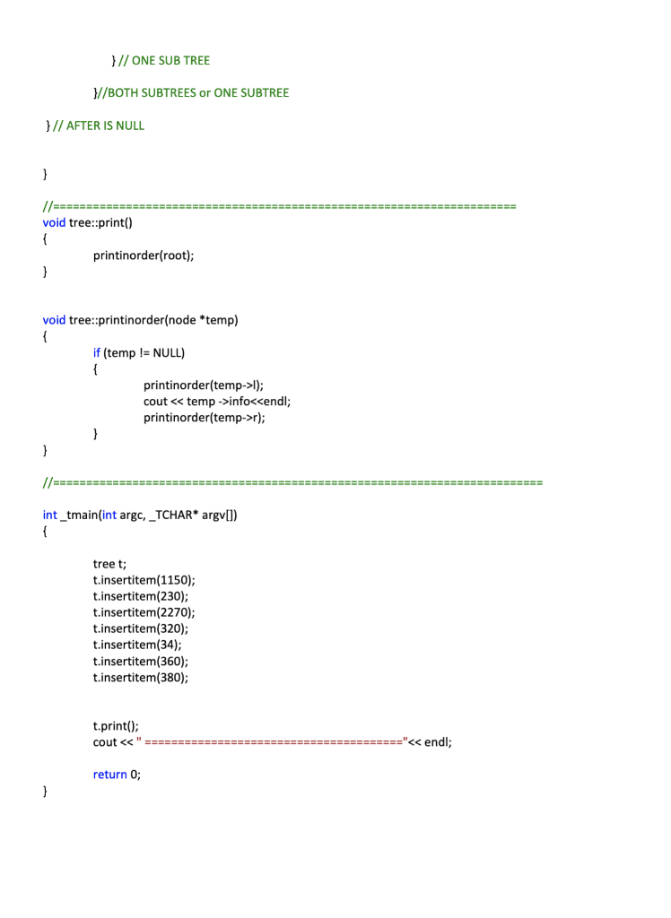 Solved The following is a COMPLETE code for Binary tree | Chegg.com