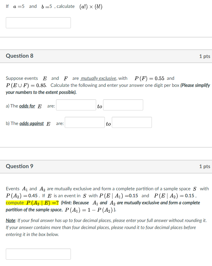 Solved If A=5 And B=5 , Calculate (a!)