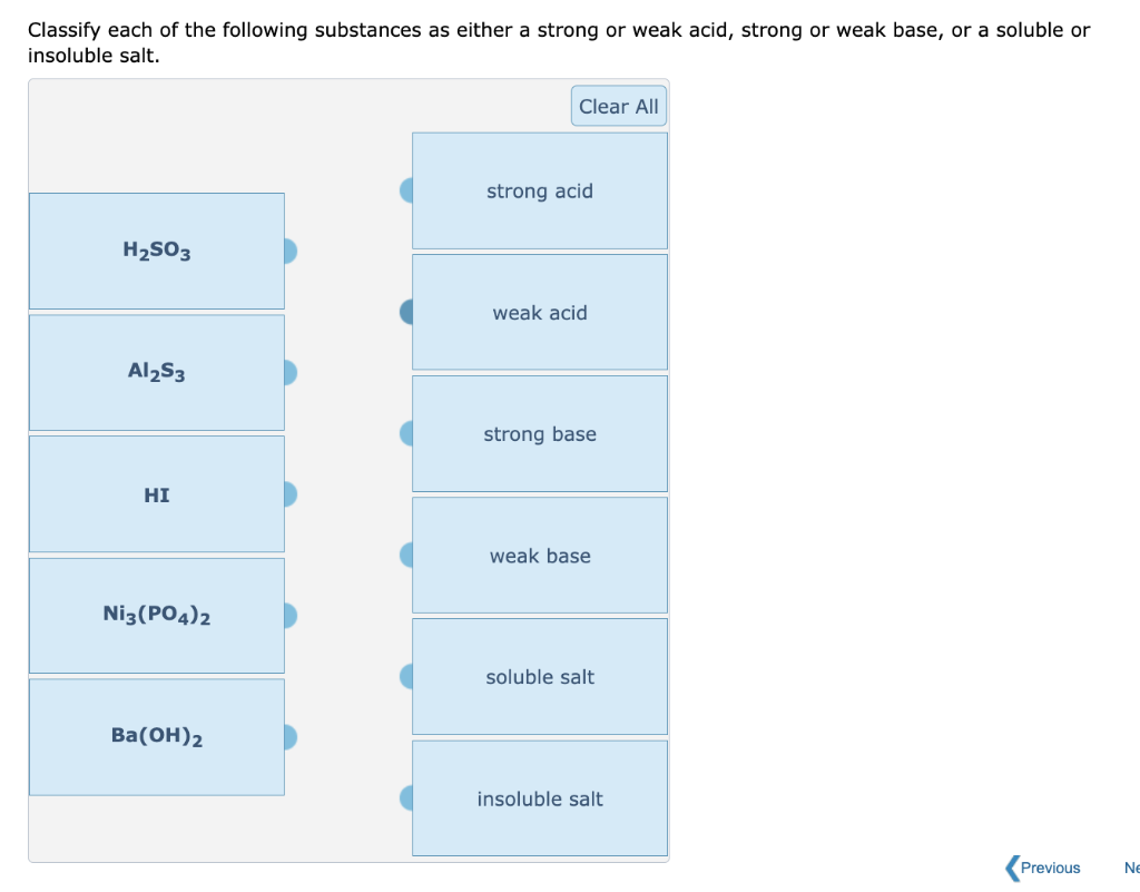 Solved Classify Each Of The Following Substances As Either A | Chegg.com