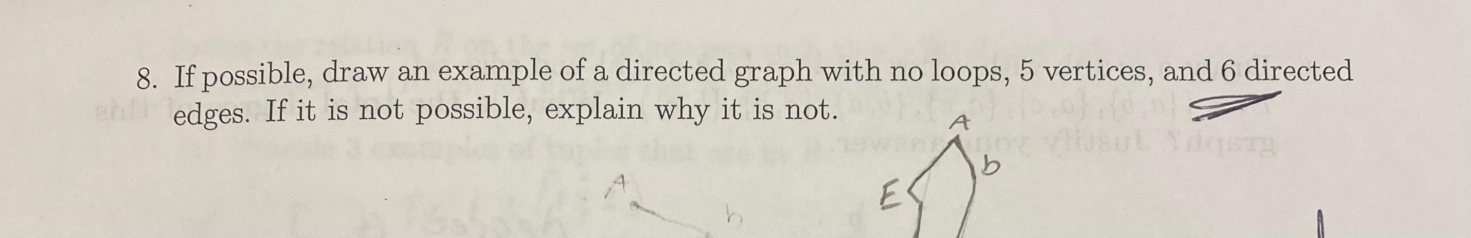 Solved a 8. If possible, draw an example of a directed graph | Chegg.com