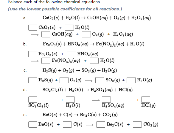 Solved a. + + Balance each of the following chemical | Chegg.com