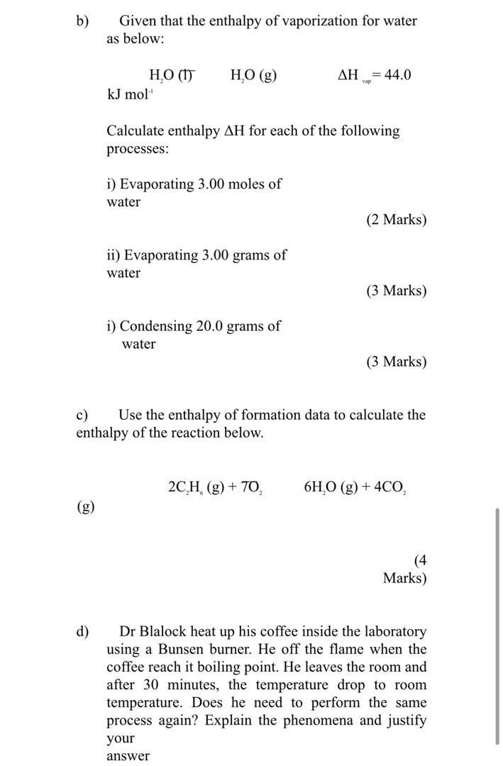 Solved QUESTION 2 [25 MARKS] a) Determine the enthalpy | Chegg.com