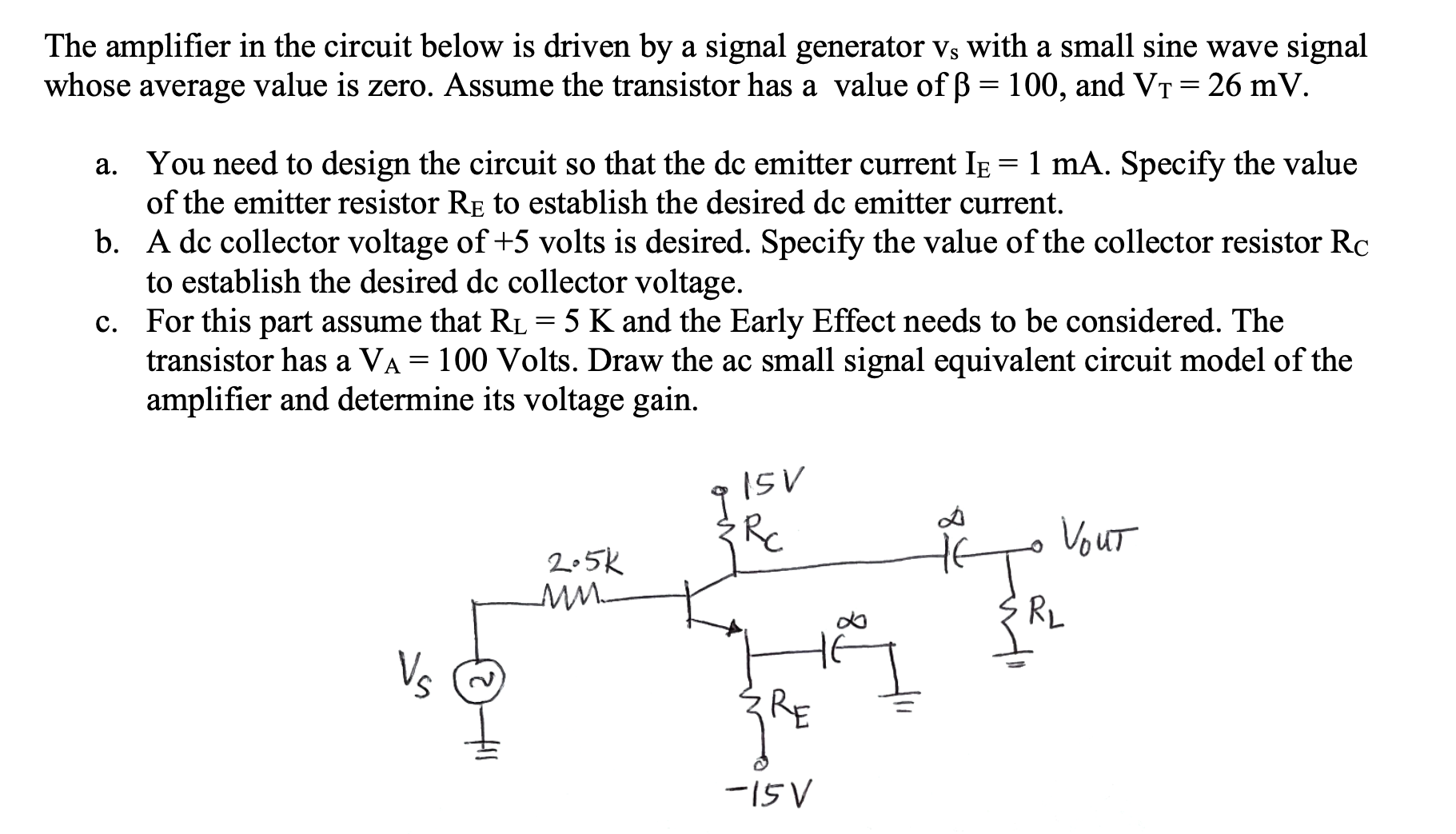 Solved The amplifier in the circuit below is driven by a | Chegg.com