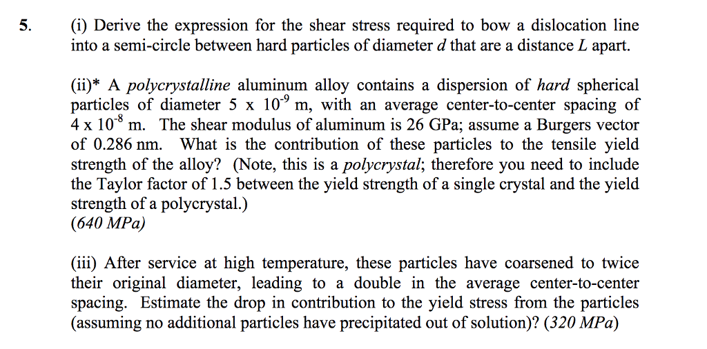 Solved 5.(i) Derive the expression for the shear stress | Chegg.com