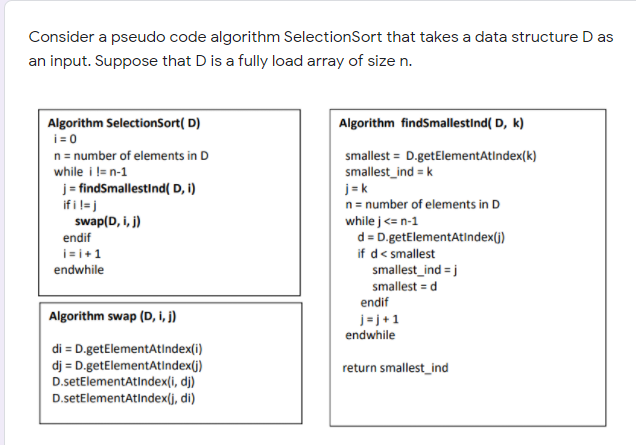 Solved a. Consider the swap algorithm. Assume i