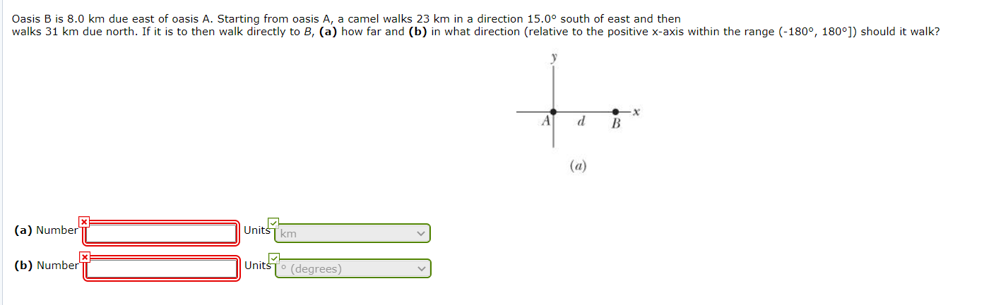 Solved Oasis B Is 8.0 Km Due East Of Oasis A. Starting From | Chegg.com