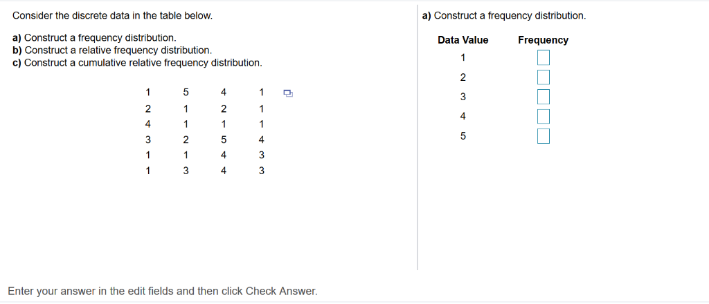 Solved Consider the discrete data in the table below. a) | Chegg.com