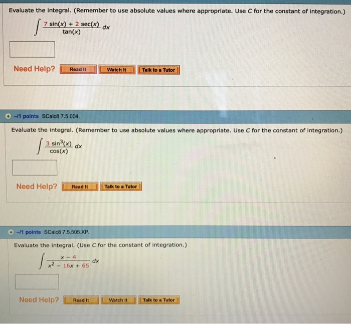 Solved Evaluate the integral. (Remember to use absolute