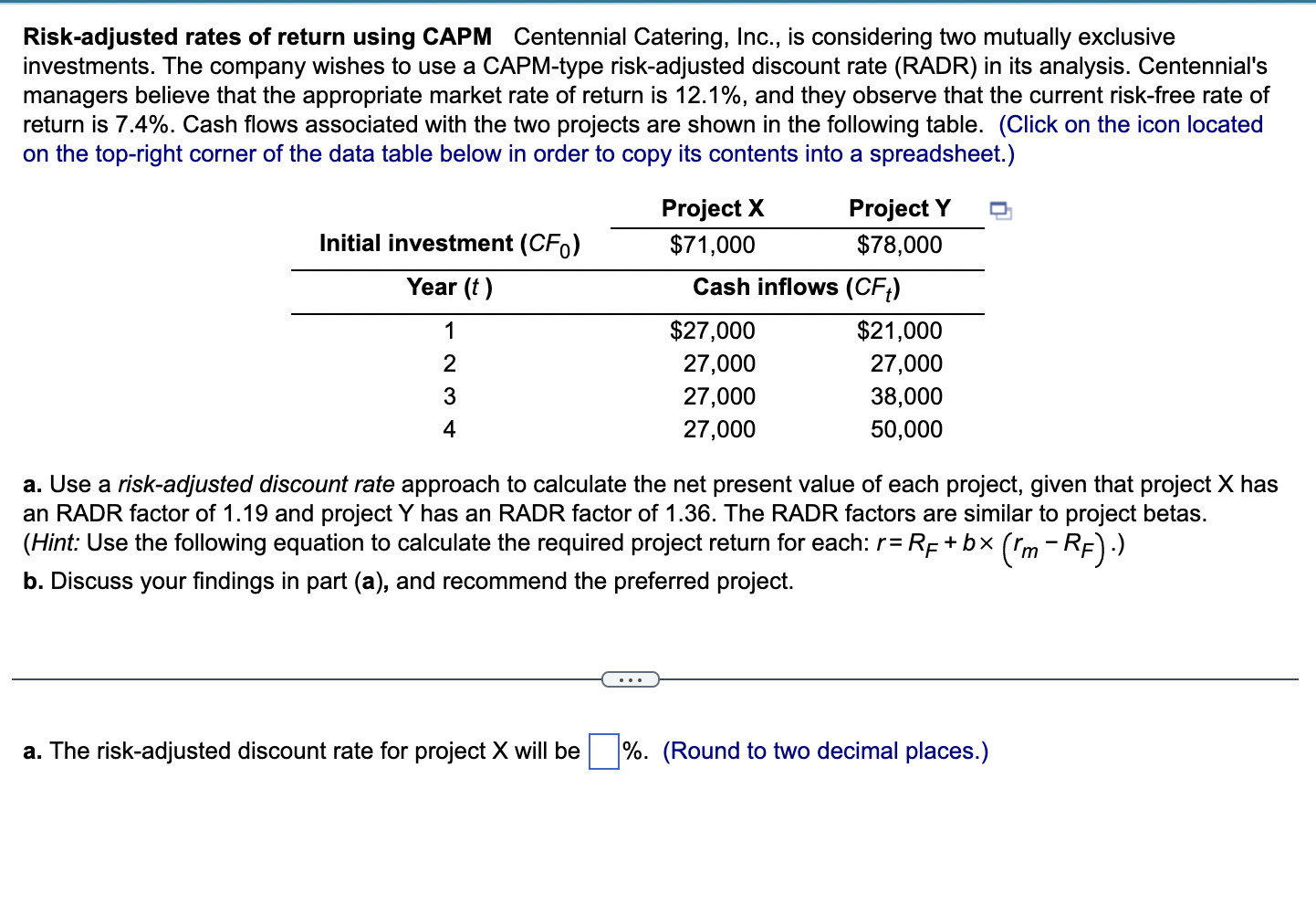 solved-risk-adjusted-rates-of-return-using-capm-centennial-chegg