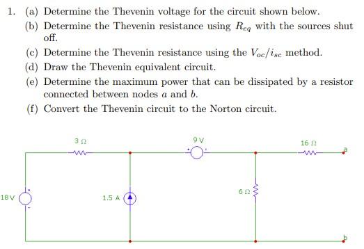 Solved 1. (a) Determine the Thevenin voltage for the circuit | Chegg.com