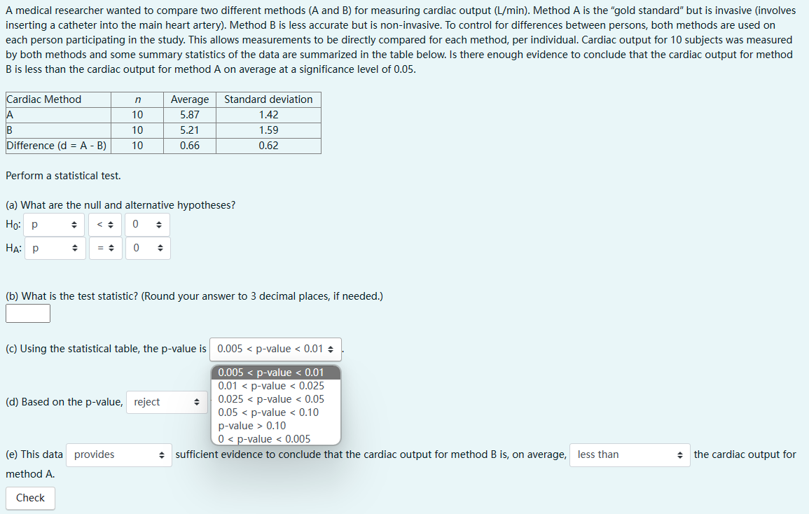 Solved A medical researcher wanted to compare two different | Chegg.com