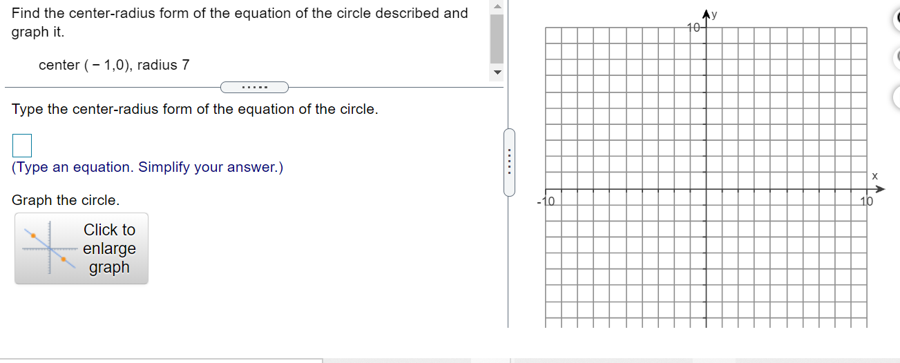 Solved Find the center-radius form of the equation of the | Chegg.com