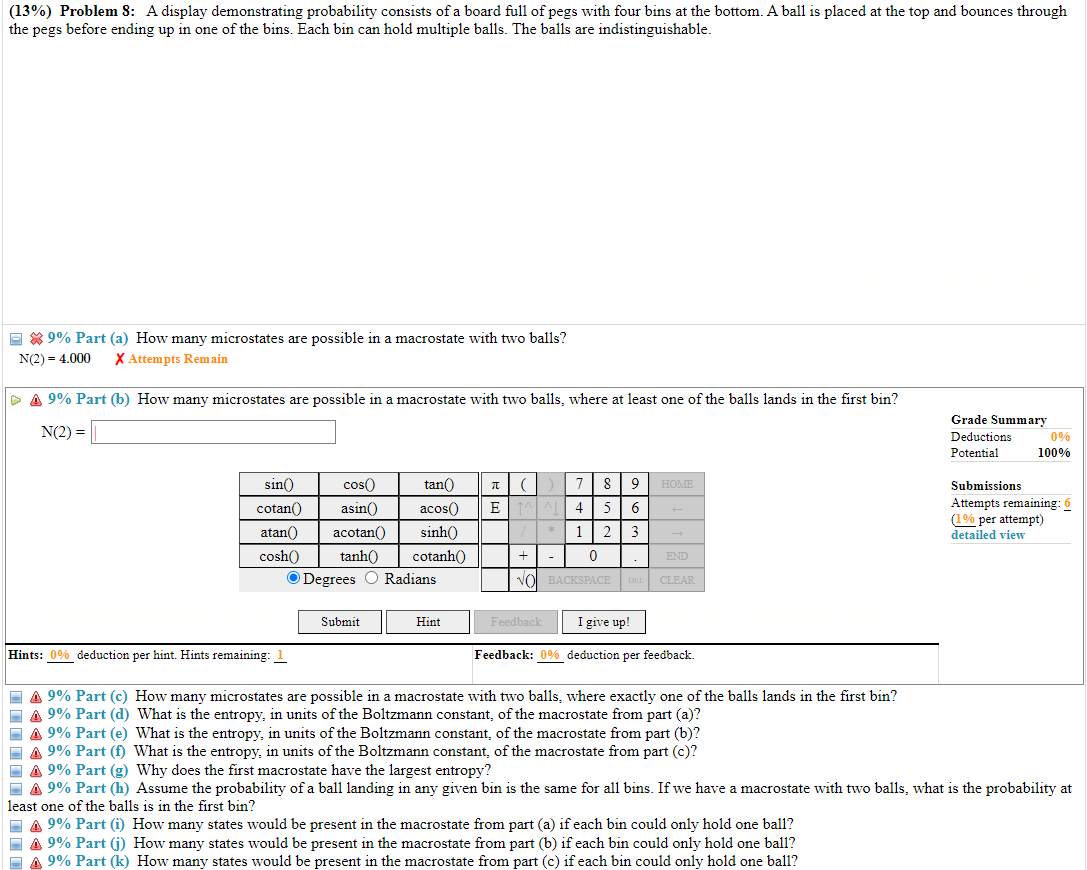 Solved (13\) Problem 8 A display demonstrating probability