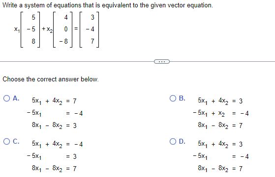 Solved Write the system first as a vector equation and then | Chegg.com