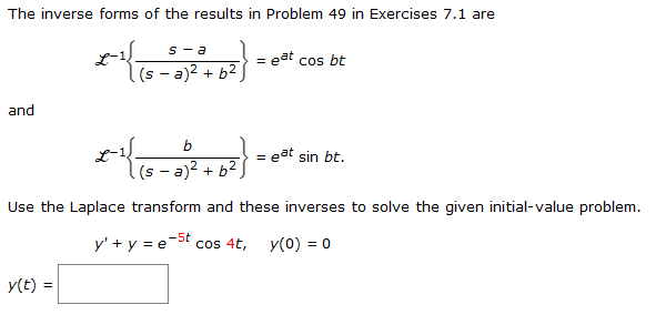 Solved The inverse forms of the results in Problem 49 in | Chegg.com