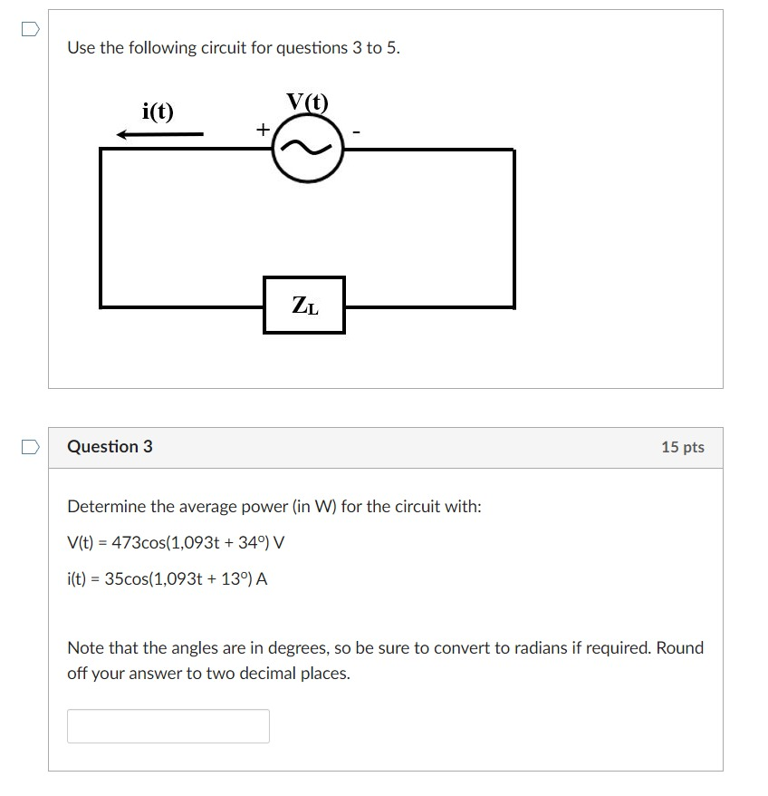 Solved Use the following circuit for questions 3 to 5. i(t) | Chegg.com
