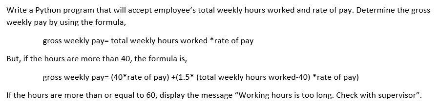 Solved Write a Python program that will accept employee's | Chegg.com