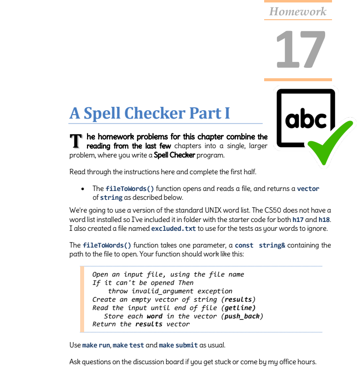 Solved Homework 17 abc) A Spell Checker Part I T he homework | Chegg.com