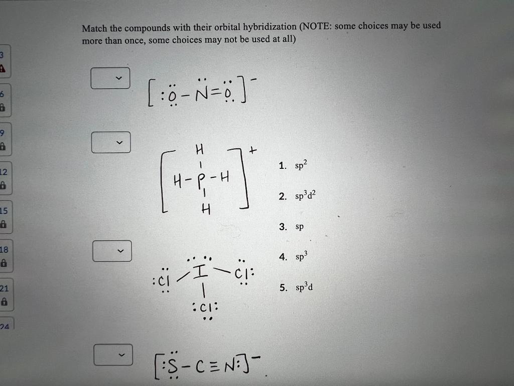 Solved Match the compounds with their orbital hybridization | Chegg.com