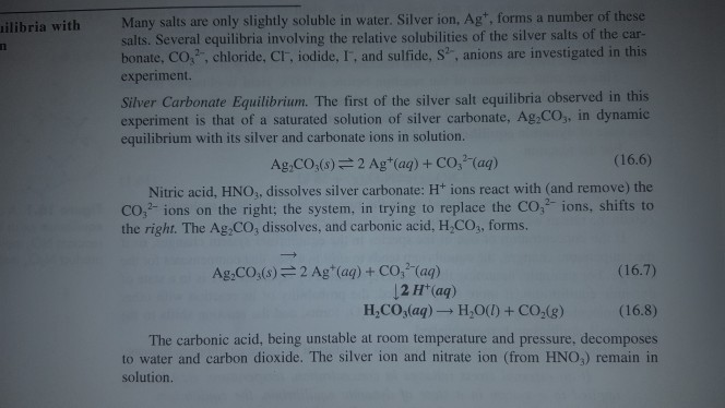 Solved B. Multiple Equilibria With The Silver Ion. Lab 