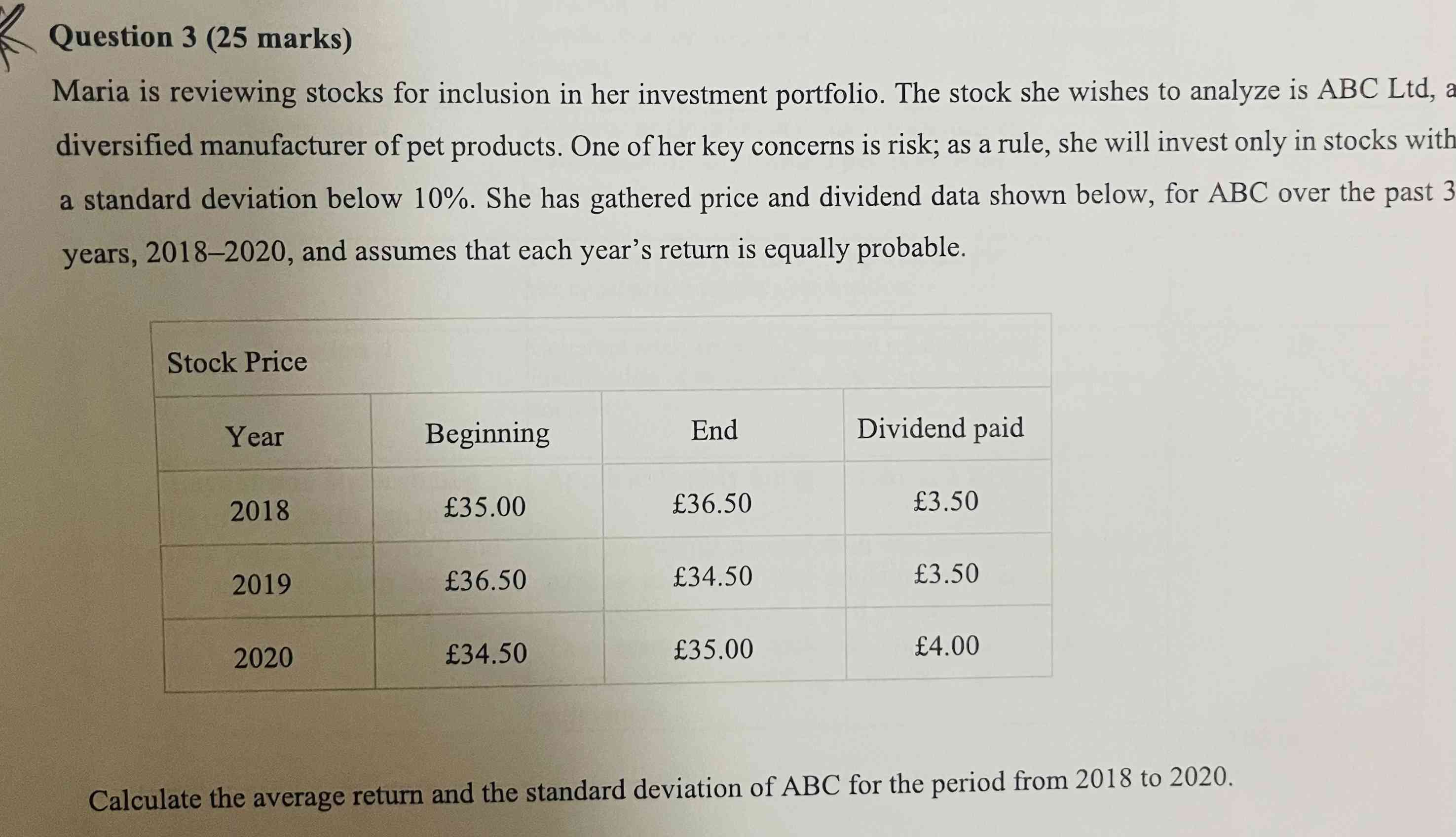 Solved Question 3 (25 marks)Maria is reviewing stocks for | Chegg.com