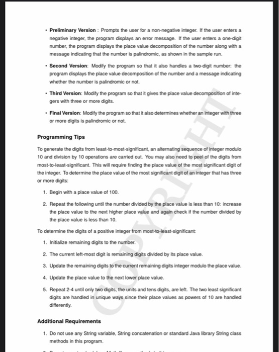 Solved Place Value Decomposition Of Non Negative Integers Chegg Com