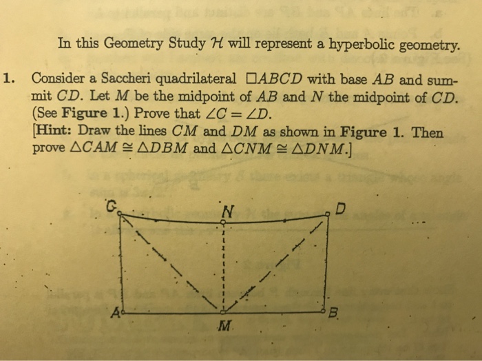 Solved In this Geometry Study H will represent a hyperbolic | Chegg.com