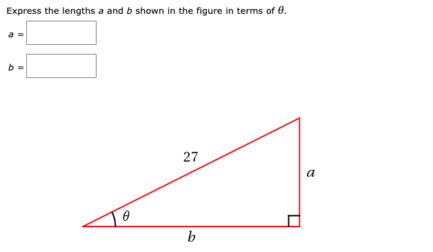 Solved Express the lengths a and b shown in the figure in | Chegg.com