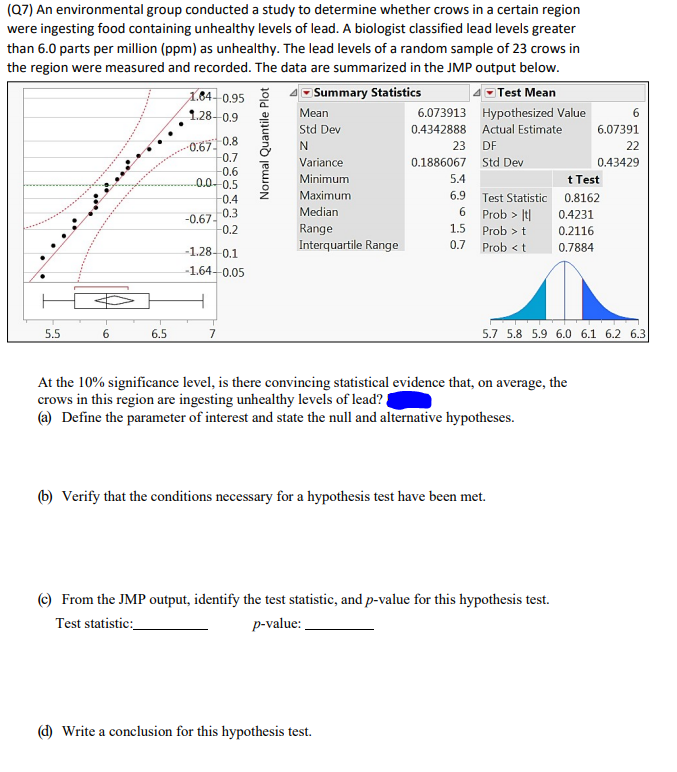 Solved (07) An environmental group conducted a study to | Chegg.com