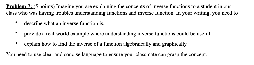 Solved Imagine you are explaining the concepts of inverse | Chegg.com