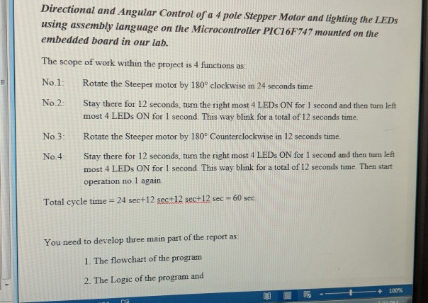 mplab program to rotate stepper motor by 180 degrees | Chegg.com