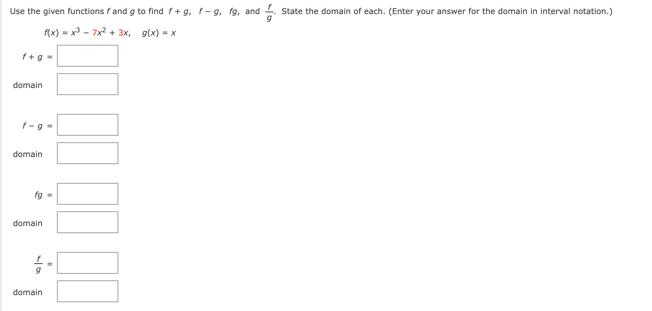 Solved Use The Given Functions F And G To Find Fgf−gfg 